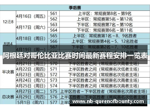 阿根廷对哥伦比亚比赛时间最新赛程安排一览表